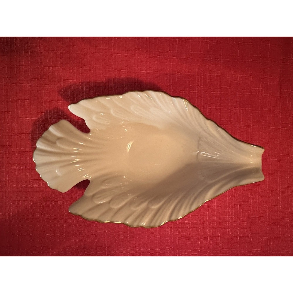 VTG Lenox Dove Shaped‎ Trinket Candy Dish/nuts 24k gold trim Ivory 8" USA